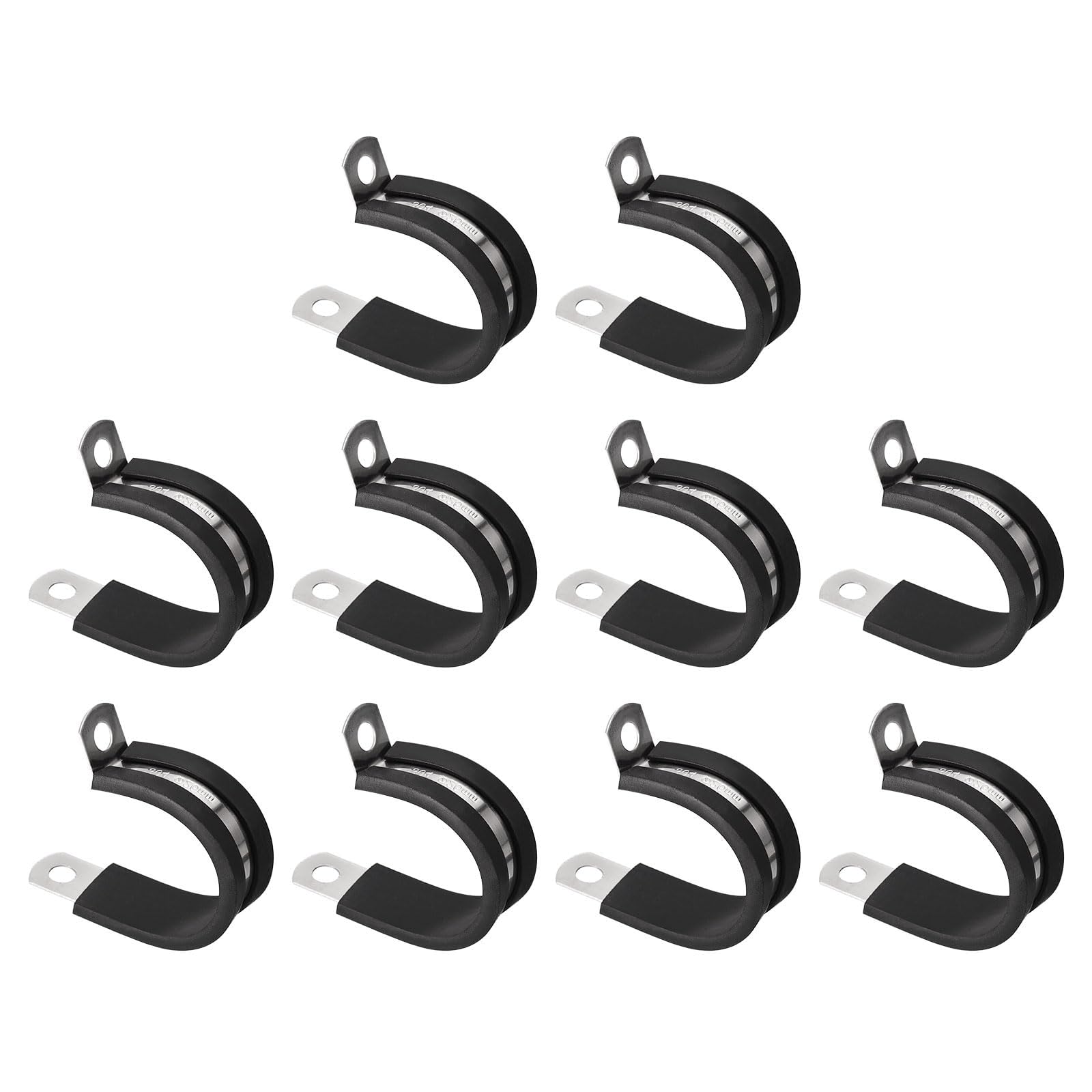 Unifizz 20Pcs 1-1/32 Inch(26mm) Cable Clamp, Rubber Cushioned Insulated Clamp 304 Stainless Steel R Shape Bracket Metal Hose Clamp Tube Holder for Pipe Wire Tube