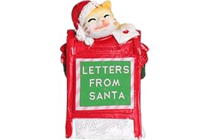 NINIPAPA Christmas Village Accessories Santa's Mailbox Villages Sets for Christmas Decoration Cute Cat Send Letter to Santa Resin Christmas Ornaments