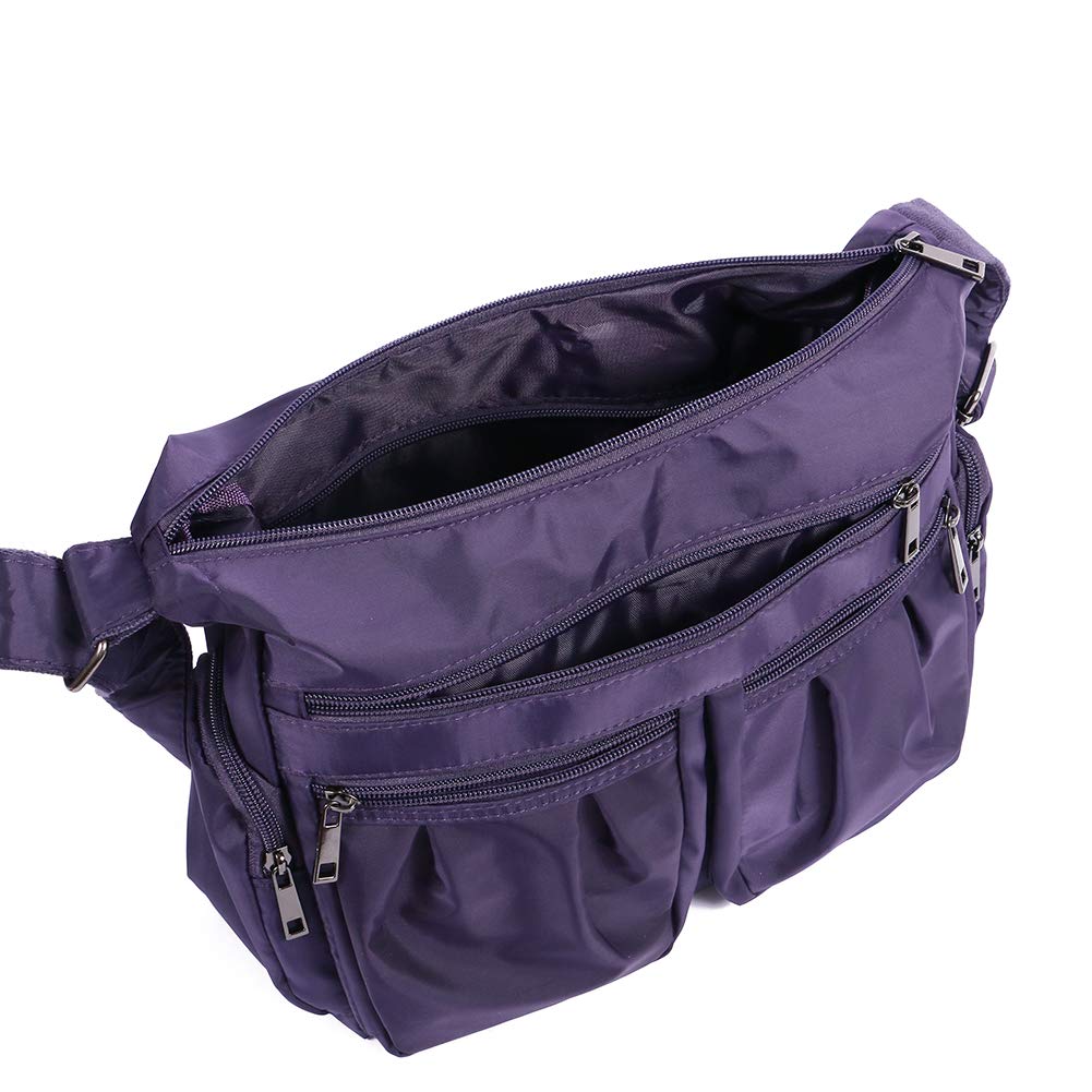 TENXITER Multi Pocket Shoulder Bag Corss-body Purse Waterproof Nylon Travel Handbags for Women