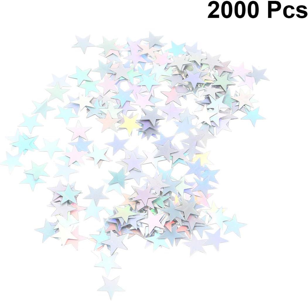 Toyvian 2000 Pcs DIY Star Confetti Star Glitter Star Sequins Nail Sequins for Party Wedding Birthday DIY Supplies 10MM (Silver) - Image 3