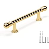 YAGU 10 Pack Polished Brass Kitchen Cabinet Pulls 3 Inch(76mm) Hole Center Solid Shiny Gold Dresser Drawer Handles Furniture Hardware for Cupboard Wardrobe Closet Vanity