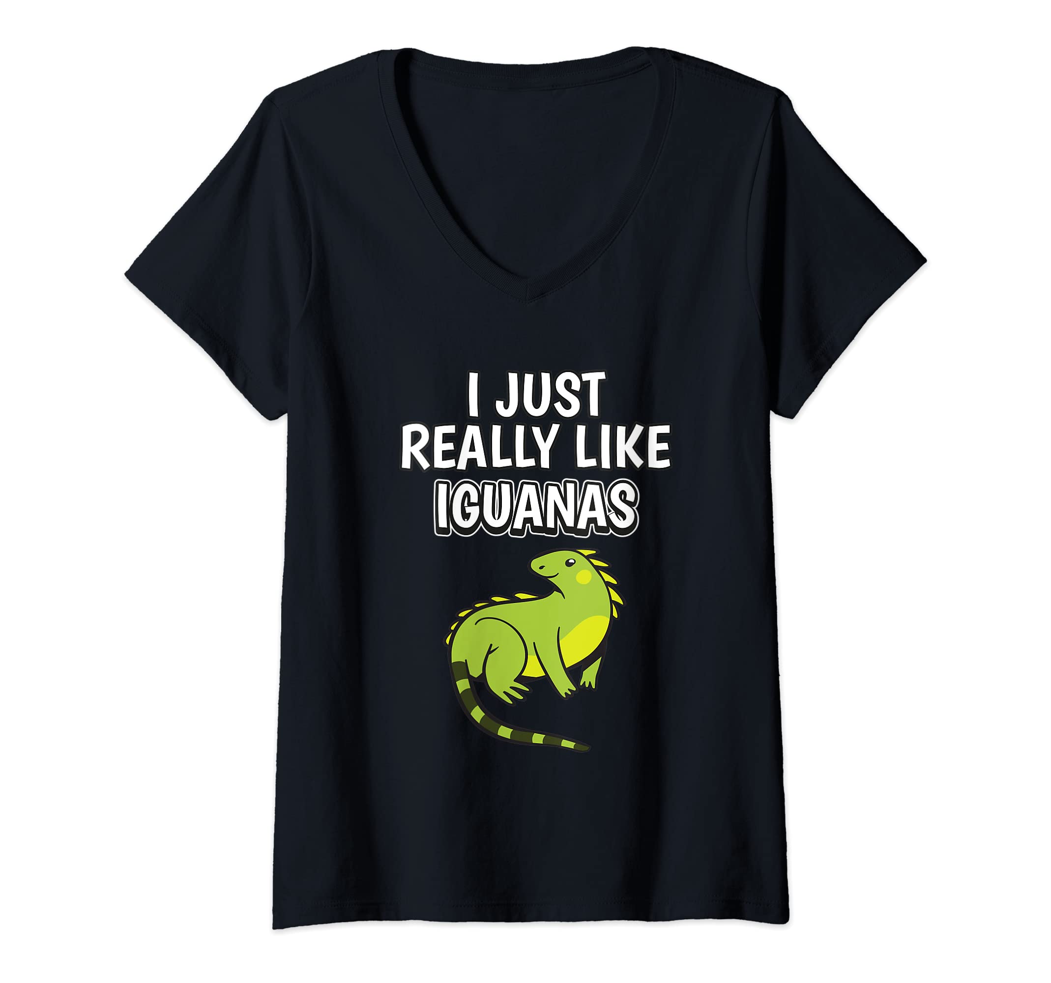 Womens Reptile Quote I Just Really Like Iguanas Clothes Iguana V-Neck T-Shirt