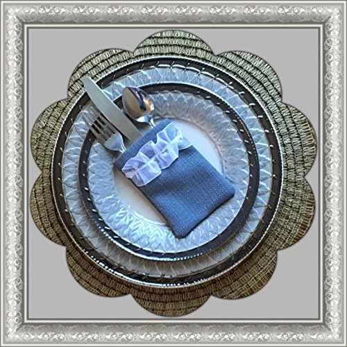 Set of Four Silverware Holders, Blue Cutlery Pouches, Silverware Pouch, Utensil Bags, Cutlery Holder, Flatware Pockets
