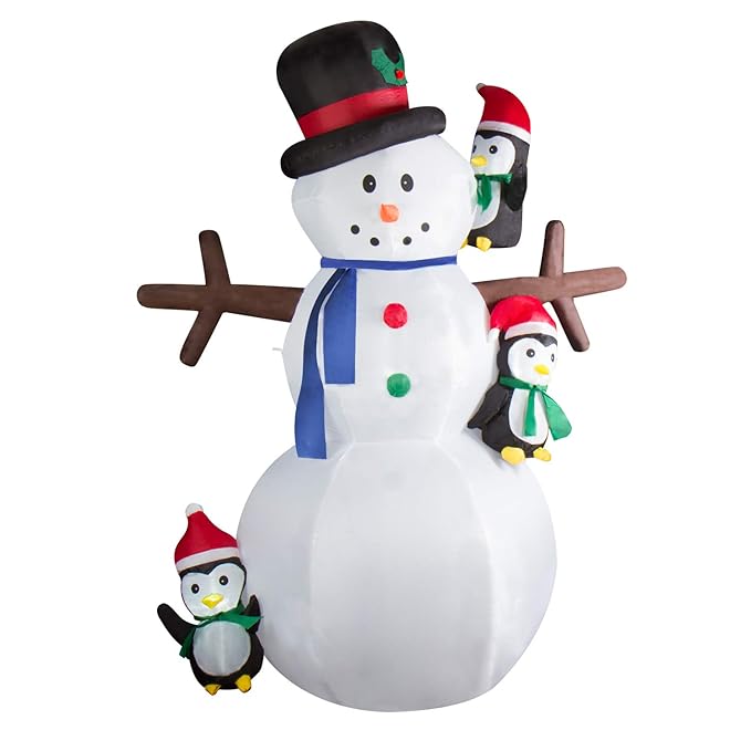 CCLIFE Led Schneemann Beleuchtet Aufblasbar Schneemänner 180/240 CM, Farbe:Weiß006-240cm
