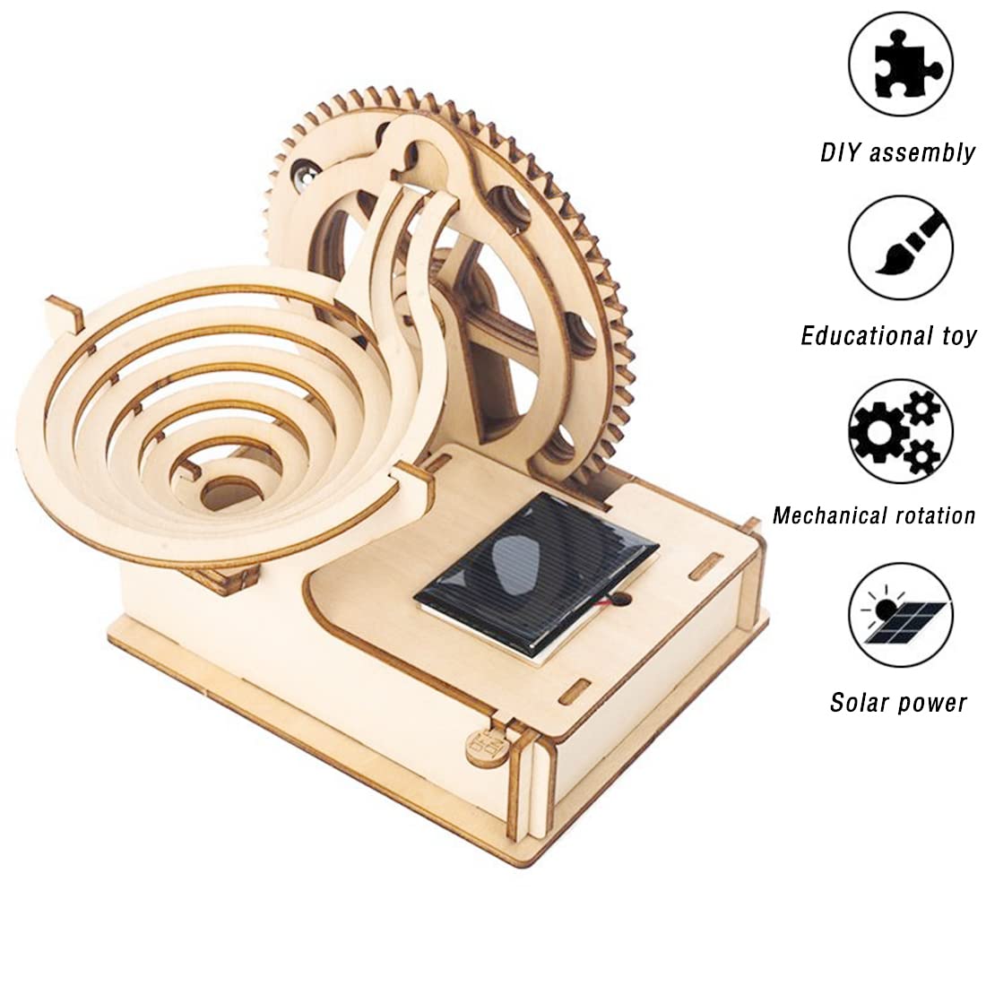 Solar Powered Wooden Marble Run Building Blocks Set STEM Learning Toy for Kids Ages 8-12,Educational 3D Wooden Puzzle for Boys and Girls, Ideal Marble Runs for Kids