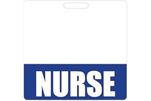 Nurse Badge Buddy (Blue) - Horizontal Heavy Duty Badge Tags for Nurses - Double Sided Identification Card