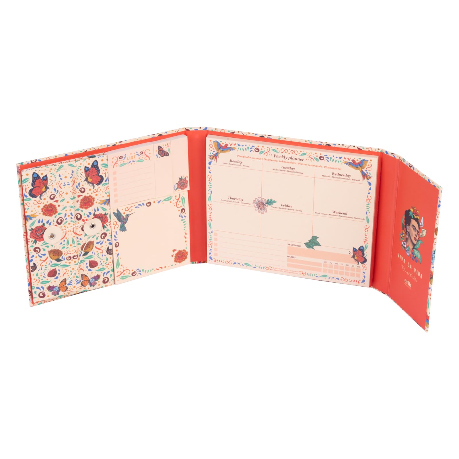 Grupo Erik Weekly Planner & Sticky Notes Set - Frida Kahlo Gifts | 5 Notepads In Different Sizes & Envelope | Cute Sticky Notes, Cute Stationery Gifts Under 15 Pounds — image 1