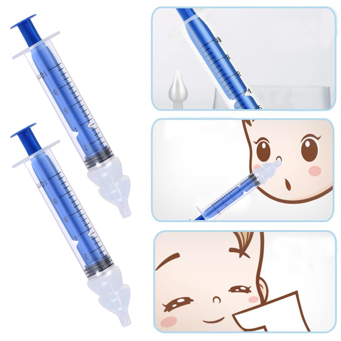 YJWZWE Nasal Irrigator for Baby Portable Infant Nose Cleaner Rinsing Device with Cleanable Reusable Silicone Nasal Suction Tips Nasal Hygiene 2Pcs