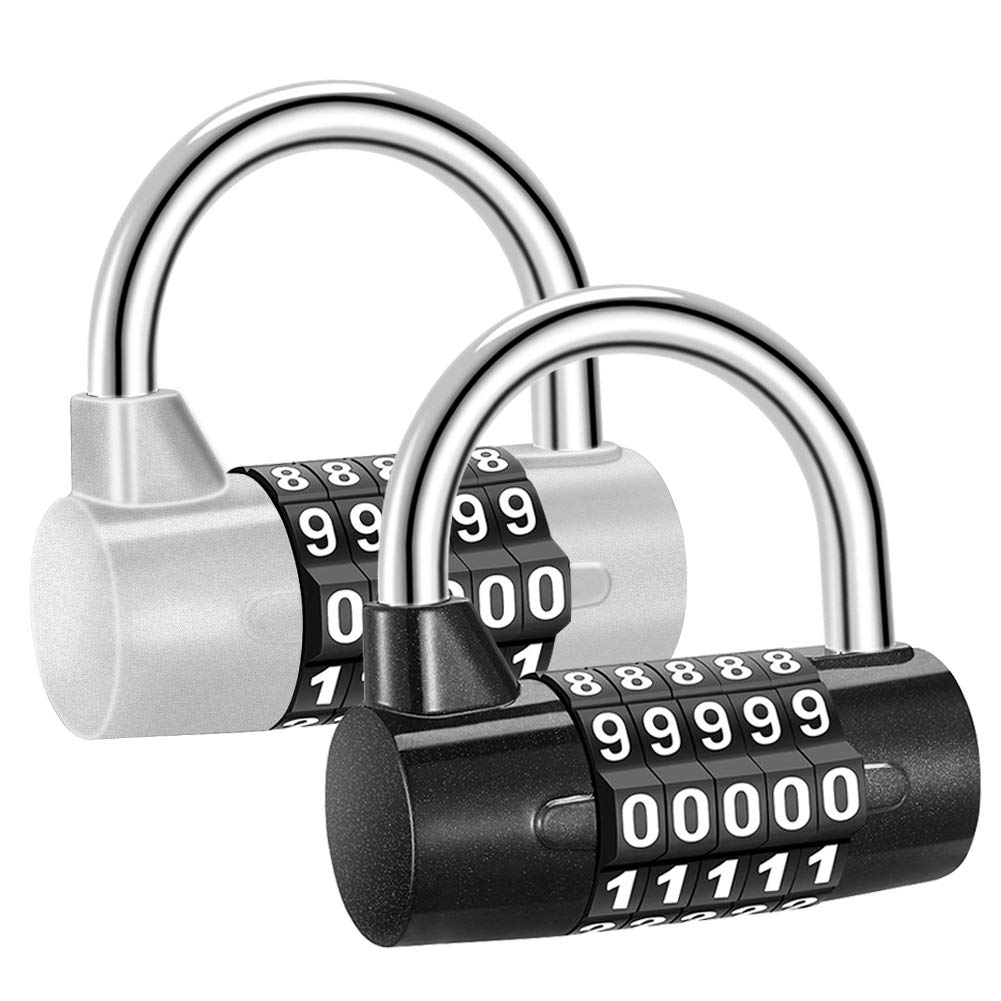 Sukudon Padlock, Code Padlock, with 5 Digits Padlock, 2 Pieces Code Padlock, Combination Padlock