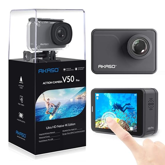AKASO Action Cam/4K/30fps 20MP Action Camera mit Touchscreen, 30m Unterwasserkamera/helmkamera,Fernbedienung,EIS,LCD,Zeitraff