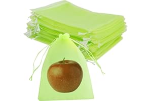June Fox 200 Pcs Fruit Protection Bags for Fruit Trees, 6 x 8 in Fruit Netting Bags with Drawstring, Reusable Fruit Cover Bags Mesh Fruit Protectors Pest Barrier for Garden (50)