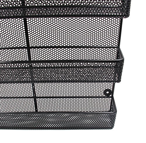 ESYLIFE 4 Tier Large Wall Mounted Wire Spice Rack Organizer, Black