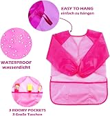 KIMMAX Kids Art Smock 3-7 Pink Waterproof Long Sleeve Apron 100-125cm view 3