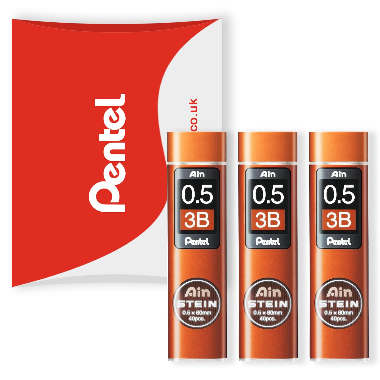 Pentel Ain Stein Mechanical Refill Leads - for Automatic/Mechanical Pencils - in Pentel Pillow Packaging (0.5mm 3B, Pack of 3)