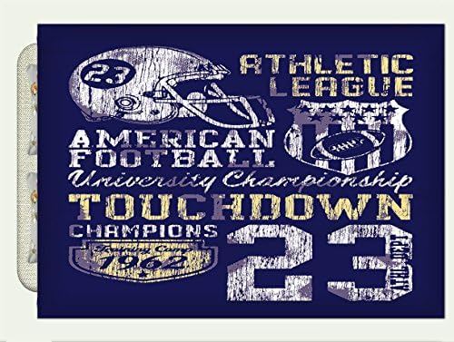 Ankeru Flannel Throw Blanket Sports Decor Retro American Football College Version Illustration Athletic Championship Apparel Blue Whit Autumn Winter Warm Double Sides Print Blanketry, 47"W x 31"H