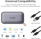 SSK 500GB Portable NVMe SSD USB 3.2 Gen2 Type-C XBOX PS5 Laptop view 4