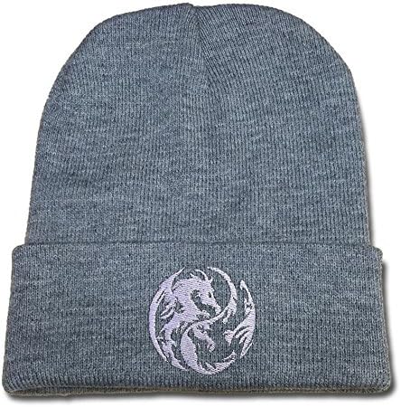 BARONL Dragon Yin Yang Logo Beanie Fashion Unisex Embroidery Beanies Skullies Knitted Hats Skull Caps - Grey