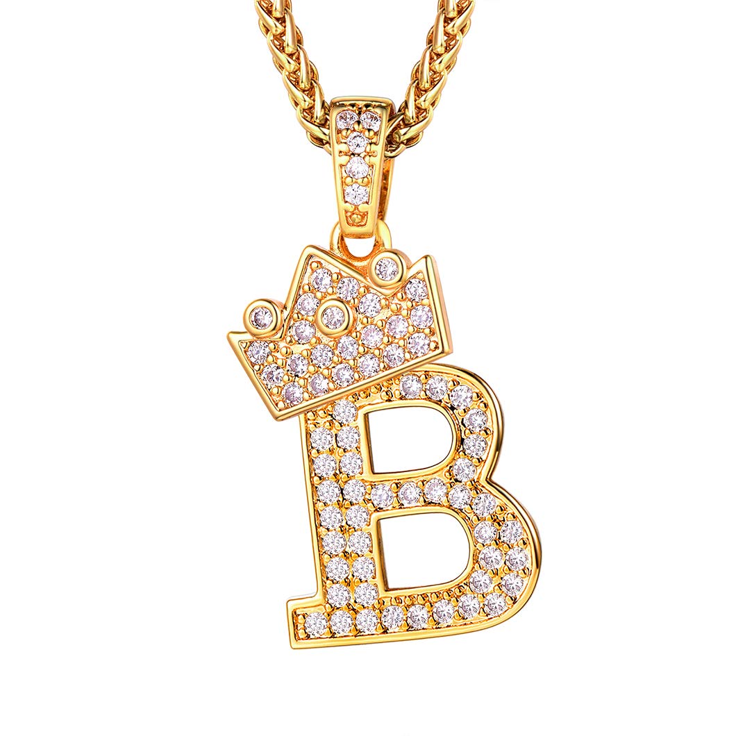 Richsteel Gold Initial Necklace Rapper For Men Chains Bling B Letter Necklaces Teenage Girls