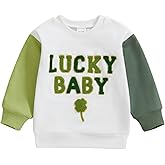 Beautooly Toddler Baby Boy Girl Sweater Shamrock Embroidery Striped Pullover Warm Crew Neck Long Sleeve Spring Knit Tops