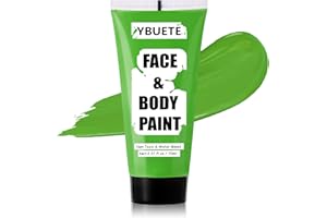 YBUETE Light Green Water Based Face Body Paint for St. Patrick’s Day,2.37 OZ Large Tube Full Coverage Face Paint for Cosplay Monster Hulk Witch,Washable Green Body Painting Adult Halloween SFX Makeup