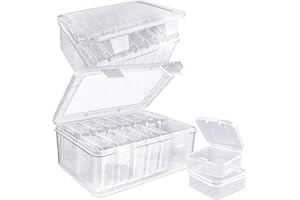 Cosywell 30 Pieces Bead Organizer Plastic Small Bead Storage Containers Clear Craft Storage Organizer Box for Beads Jewelry and Small Items(2 Pack)