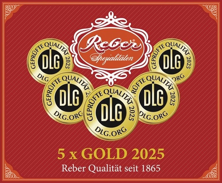 Reber, Constanze Mozart-Kugeln Barock, 15er Packung, Kugeln aus Alpenmilch Schokolade, Gefüllt mit Pistazien, Marzipan, Mandeln, Haselnuss-Nougat, 300g (15 Constanze Stück) 8