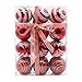 Yoland Shatterproof Christmas Balls Colored Painting ChristmasTrees Pendant Ornaments in Gift Boxes with Ribbon for Garden, Party, Indoor and Outdoor Décor Pack of 24ct(60mm / 2.36＂,Red)