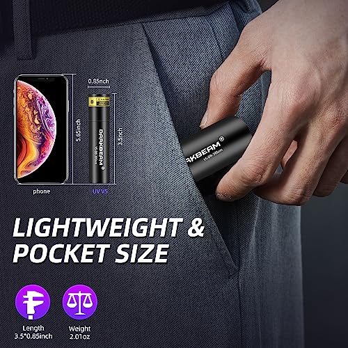 DARKBEAM Flashlight UV Black Light 395 NM, Mini but Powerful USB- C LED Rechargeable Woods Lamp, Ultraviolet Flashlights for Pet Dog Urine, Stains Detection/Resin Curing/Fluorescent Agent