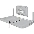 Foundations Elements Horizontal Wall Mounted Baby Diaper Changing Station & Liner Dispenser, 150 lb. Weight Capacity, Oversized Changing Surface, One Person Installation, Gray (300-EHLD-01)