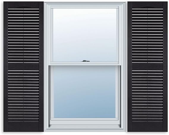 Amazon Com Custom Exterior Vinyl Louver Window Shutters W Installation Spikes Pair Home Kitchen