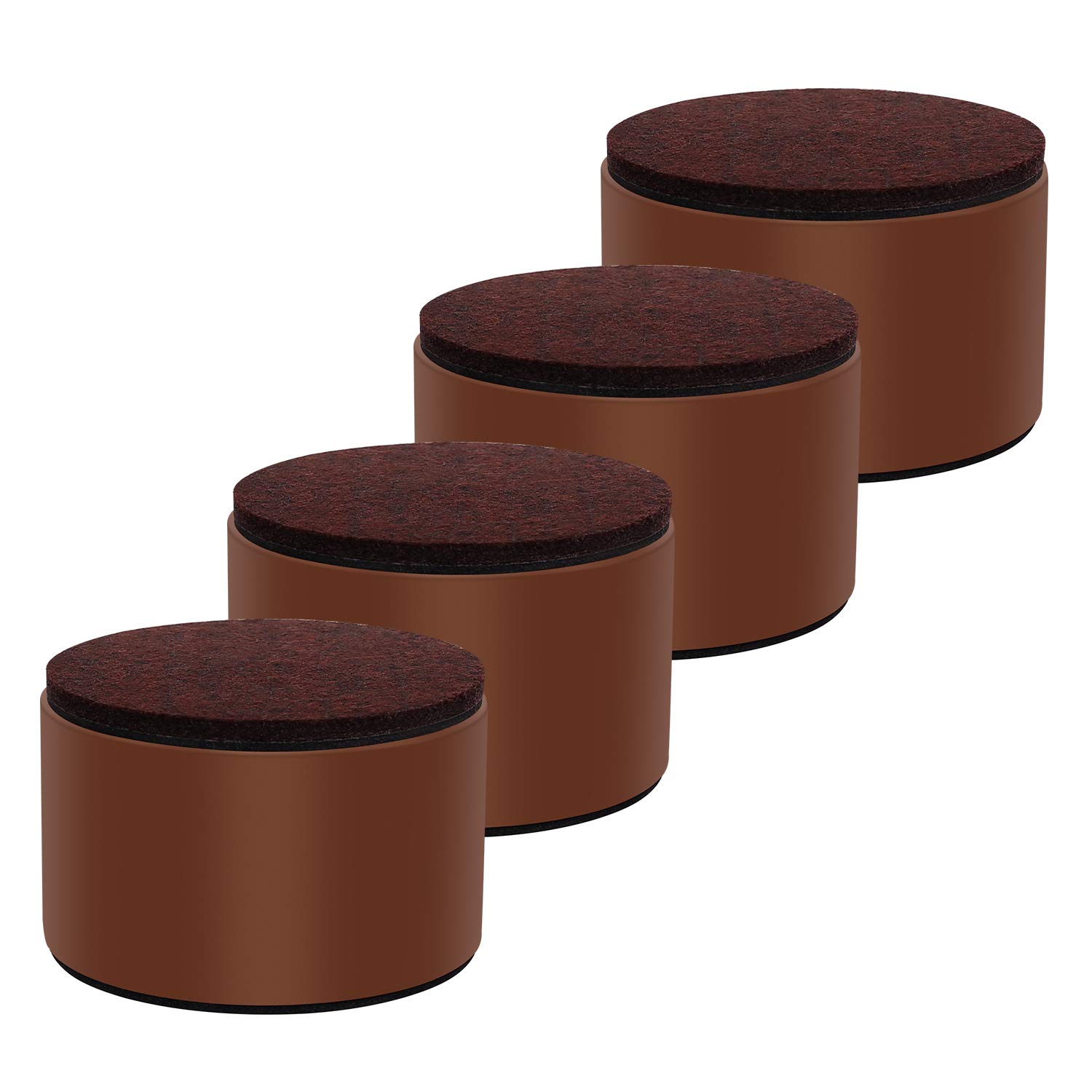 Ezprotekt 2" Lift Furniture Risers Carbon Steel Bed Risers, 3.15" Self-Adhesive Heavy Duty Furniture Raisers Adds 2" Height to Beds Sofas Cabinets Supports 20,000 lbs, Round Brown
