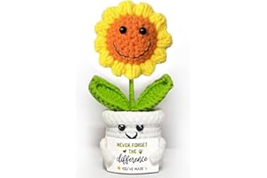 AHANKERE Emotional Support Positive Crochet Sunflower,Handmade Crochet Potted Flower with Card-Never Forget The Difference You Made,for Teacher Thank You Gifts,Stress Relief Gift for Women,Friends