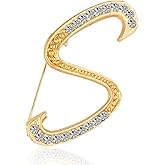 BeeGift Letter Brooch Pins Initial Rhinestone Brooch for Women Crafts,Rhinestone Crystal Lapel Pin Brooches Gold A-Z 26 Letters