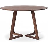 WMDPMG 23.6" Small Round Side Table, Solid Oak End Coffee Table for Home | Circle Kitchen Table with V-Pedestal Base, Space Saving Mid Century Modern Furniture for Apartments, 15-Min Assembly