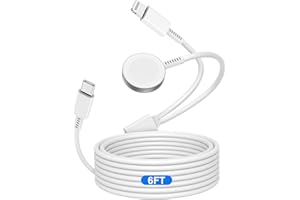 QZVOO for Apple Watch Charger Cable USB C, [MFi Certified] Magnetic for iWatch Charger Cable 6ft Fast Charging for Watch Series Ultra 9 8 7 6 5 4 3 SE & iPhone 14/13, Type C 2-in-1 Cord for iPhone & Watch