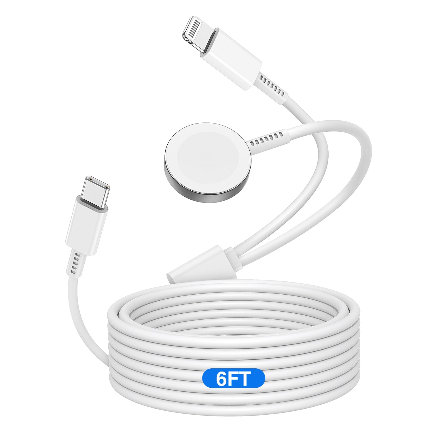 for Apple Watch Charger Cable USB C, [MFi Certified] Magnetic for iWatch Charger Cable 6ft Fast Charging for Watch Series Ultra 9 8 7 6 5 4 3 SE & iPhone 14/13, Type C 2-in-1 Cord for iPhone & Watch