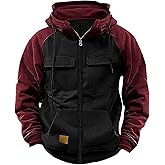LGHLMCL Tactical Hoodies for Men Zip Up Military Cargo Sweatshirts Long Sleeve Vintage Outdoor Workout Hoodie with Pocket