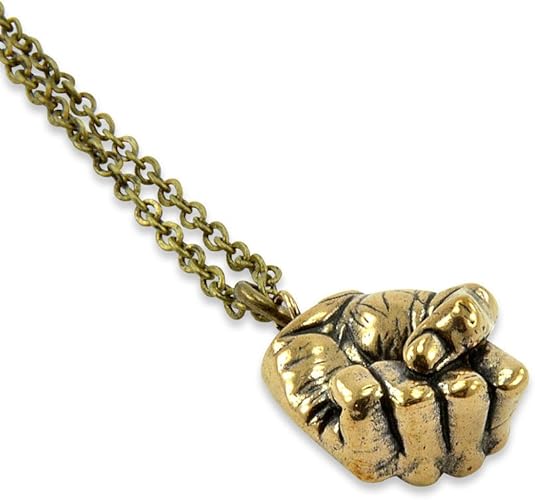 Clenched Fist Pendant Necklace A Man's Fist Bronze and Silver