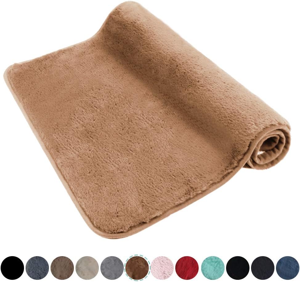 Thick Shaggy Small Bathroom Rug Machine Washable Anti Slip Ultra Soft Plush Microfiber Bath Mat 17x24 Beige Home Kitchen Bath