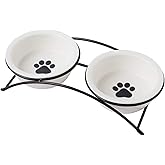 KitchenLeStar Cat & Dog Bowls - Ceramic Elevated Pet Raised Cat Food Bowls, 12 Ounce, Dishwasher Safe