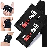 Hilph Ice Pack for Injuries Reusable, 2 Packs Hot Cold Soft Gel Ice Pack with Adjustable Strap, Flexible Ice Wraps for Joints and Muscle, Back, Knee & More Discomfort Relief (9.5" x 4.7") Black