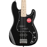 Squier Affinity Series Precision Bass, Black, Maple Fingerboard | Beginner bass guitar, Fender Squier quality, maple fingerboard, lightweight body, versatile tone, ideal starter bass