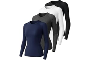 Compression Shirts Woman's Athletic Workout Undershirt Dry Fit T-Shirt for Gym Running Short Long Sleeve Tops