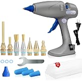 MONVICT Full Size Hot Glue Gun with 7 Copper Nozzles | 120W Dual Temperature Switching, 3 Silicone Finger Covers, Corded Detachable Cord Use for Art DIY Craft repair