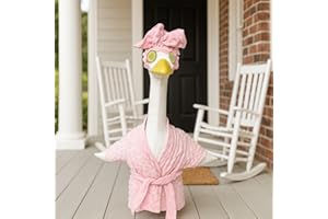 Fall Goose Outfit for 23'' H Porch Cement Statue Pink Cute Goose Skirt Costume for Harvest Outdoor Yard Lawn Patio Decor