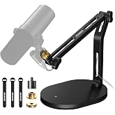 Aokeo Mic Stand,Desk Mount Desktop Microphone Arm with 3/8" to 5/8" Adapter,Compatible Blue Yeti,HyperX QuadCast,SoloCast,Shure SM7B,MV7X