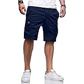 Comdecevis Mens Casual Cargo Shorts Cotton Drawstring Classic Cargo Stretch Short with 6 Pockets