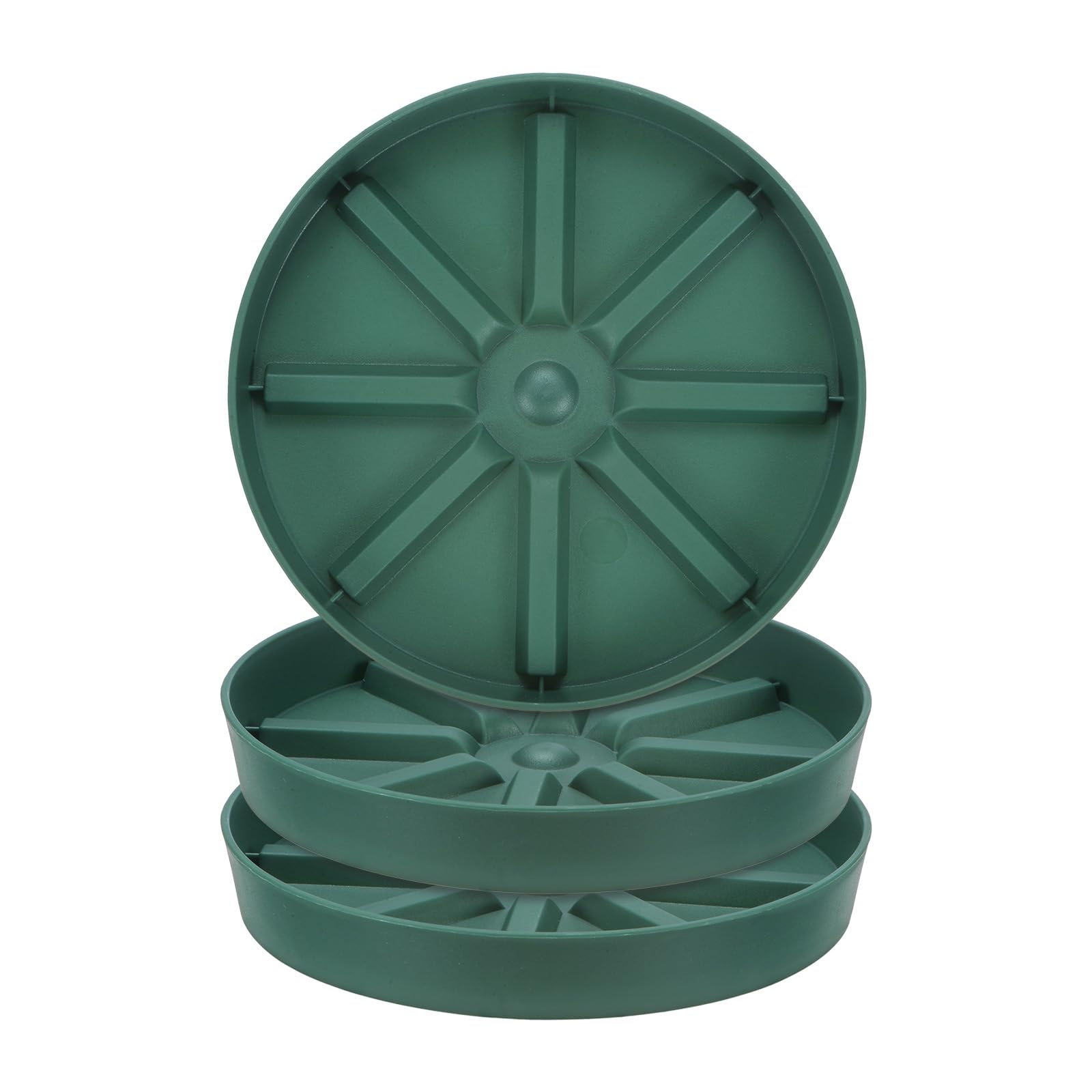 M METERXITY 3-Pack Plant Saucer, 6 Inch Flower Pot Saucers, Thicker Anti-Rot Root Plastic Plant Saucer for Indoor/Outdoor Potted Plant/Plant Water Catcher Tray [Green]