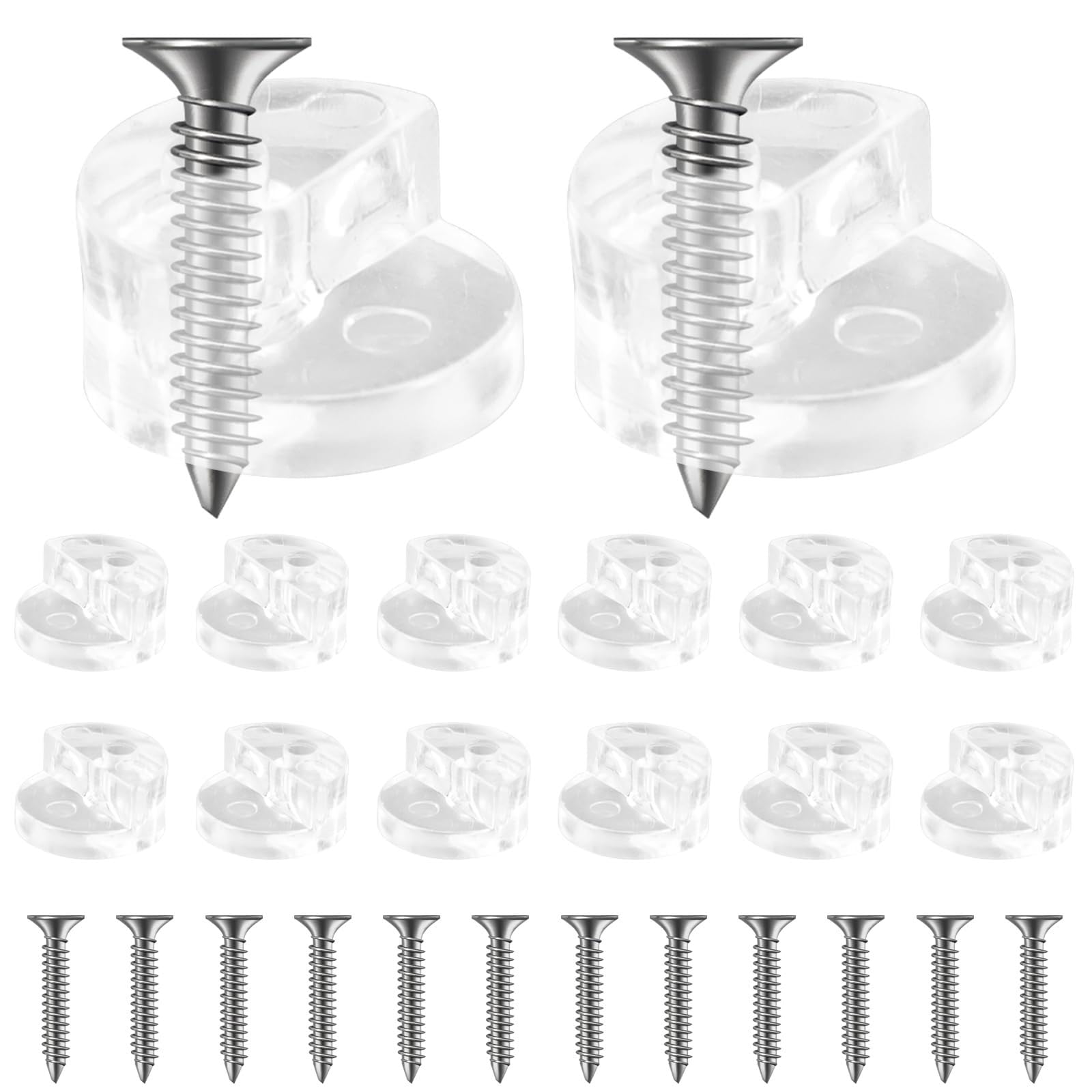TRHDFW Glass Door Retainer Clips Kit, Glass Cabinet Clips, Plastic Glass Panel Clips with Metal Screws, Mirror Clips for Glass Cabinet Doors, Window Dressing Hardware