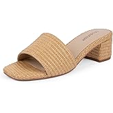 Modatope Braided Sandals Women Chunky Heel Square Toe Sandals for Women Open Toe Heeled Mules